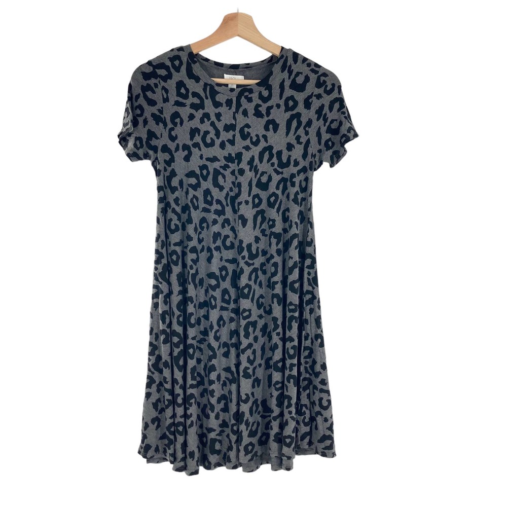 1901 Nordstrom Grey Charcoal Heather Animal Short Sleeve Dress